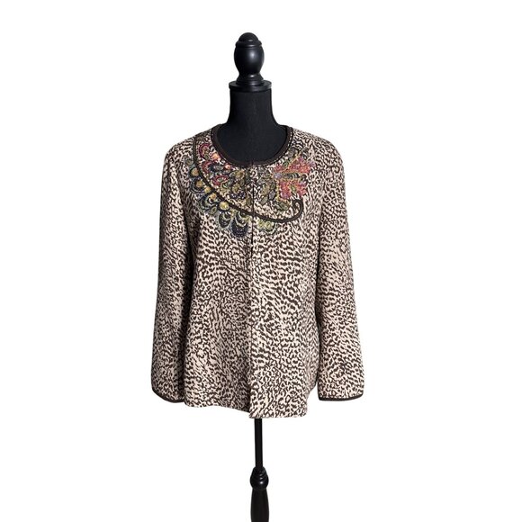 Mid 2000's Chico's Women's Anamazing Jelica Chocolate Sequin AP Jacket 2/L - Picture 1 of 13